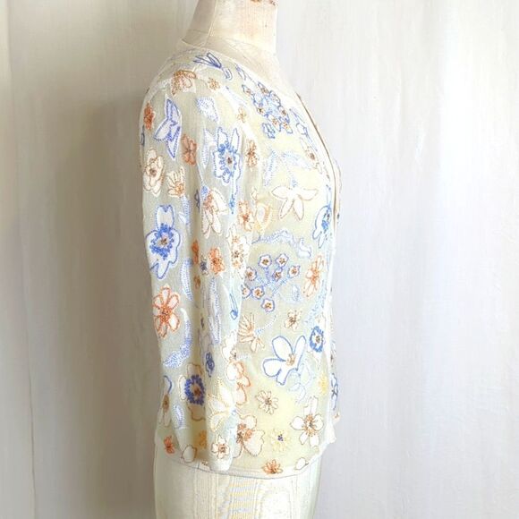 Sigrid Olsen Tan Cardigan Sweater with Metallic Accents Size Small - Picture 5 of 10